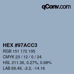 カラーコード: HEX #97ACC3 | qconv.com