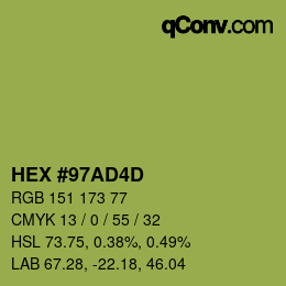 颜色代码: HEX #97AD4D | qconv.com