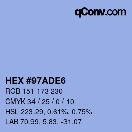 Color code: HEX #97ADE6 | qconv.com