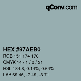 Código de color: HEX #97AEB0 | qconv.com
