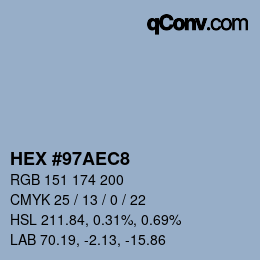 Código de color: HEX #97AEC8 | qconv.com