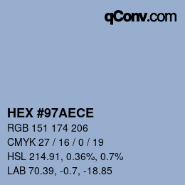 Color code: HEX #97AECE | qconv.com