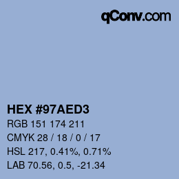 カラーコード: HEX #97AED3 | qconv.com