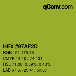 颜色代码: HEX #97AF2D | qconv.com