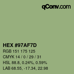 カラーコード: HEX #97AF7D | qconv.com