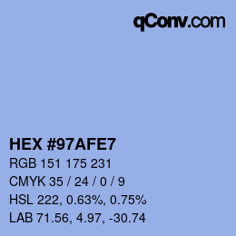 Color code: HEX #97AFE7 | qconv.com