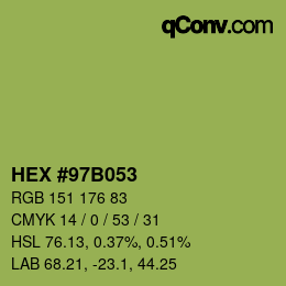 Color code: HEX #97B053 | qconv.com