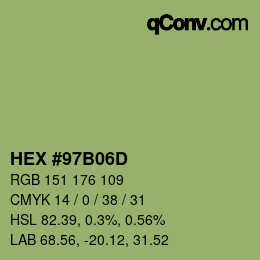 Color code: HEX #97B06D | qconv.com