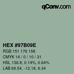 Color code: HEX #97B09E | qconv.com