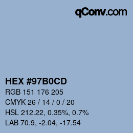 カラーコード: HEX #97B0CD | qconv.com