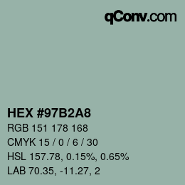 颜色代码: HEX #97B2A8 | qconv.com