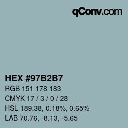 Farbcode: HEX #97B2B7 | qconv.com