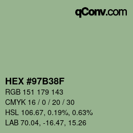 颜色代码: HEX #97B38F | qconv.com