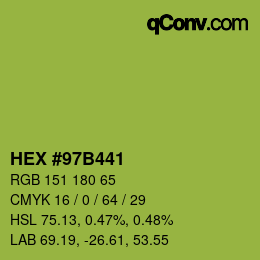 Code couleur: HEX #97B441 | qconv.com