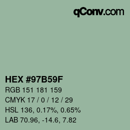 Farbcode: HEX #97B59F | qconv.com