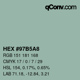 カラーコード: HEX #97B5A8 | qconv.com