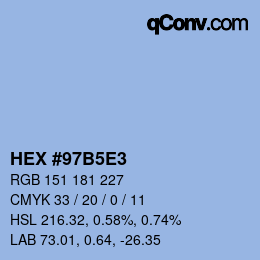Farbcode: HEX #97B5E3 | qconv.com