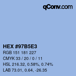 Color code: HEX #97B5E3 | qconv.com