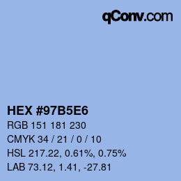 Farbcode: HEX #97B5E6 | qconv.com