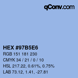 カラーコード: HEX #97B5E6 | qconv.com