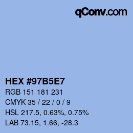 Código de color: HEX #97B5E7 | qconv.com