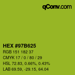 颜色代码: HEX #97B625 | qconv.com