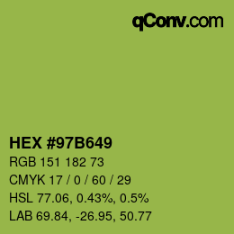 颜色代码: HEX #97B649 | qconv.com
