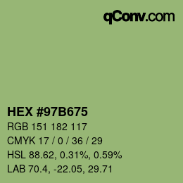 Color code: HEX #97B675 | qconv.com