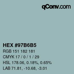 カラーコード: HEX #97B6B5 | qconv.com