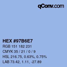 カラーコード: HEX #97B6E7 | qconv.com