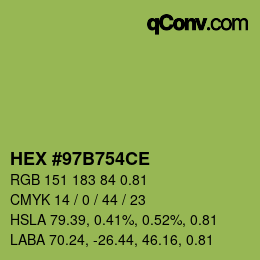 Farbcode: HEX #97B754CE | qconv.com