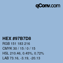 カラーコード: HEX #97B7D8 | qconv.com