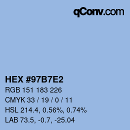 颜色代码: HEX #97B7E2 | qconv.com