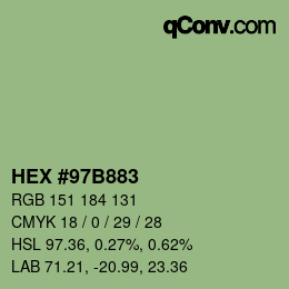 カラーコード: HEX #97B883 | qconv.com