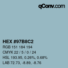カラーコード: HEX #97B8C2 | qconv.com