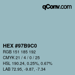Color code: HEX #97B9C0 | qconv.com
