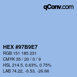 颜色代码: HEX #97B9E7 | qconv.com