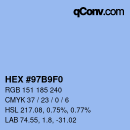 カラーコード: HEX #97B9F0 | qconv.com
