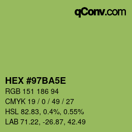 カラーコード: HEX #97BA5E | qconv.com