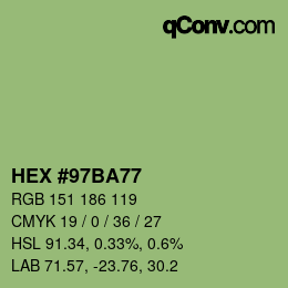Farbcode: HEX #97BA77 | qconv.com
