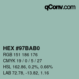 カラーコード: HEX #97BAB0 | qconv.com