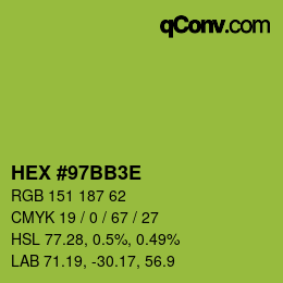 Color code: HEX #97BB3E | qconv.com