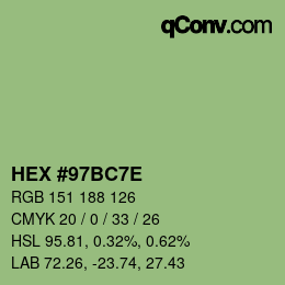 Color code: HEX #97BC7E | qconv.com