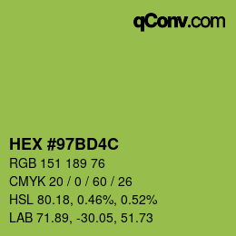 颜色代码: HEX #97BD4C | qconv.com