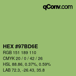 Color code: HEX #97BD6E | qconv.com