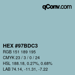 Color code: HEX #97BDC3 | qconv.com