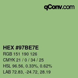 Color code: HEX #97BE7E | qconv.com