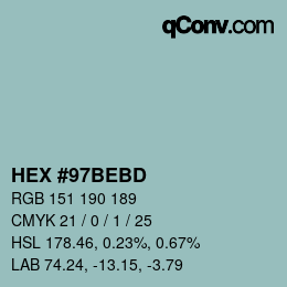 Color code: HEX #97BEBD | qconv.com
