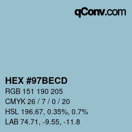 Color code: HEX #97BECD | qconv.com