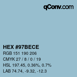 Color code: HEX #97BECE | qconv.com